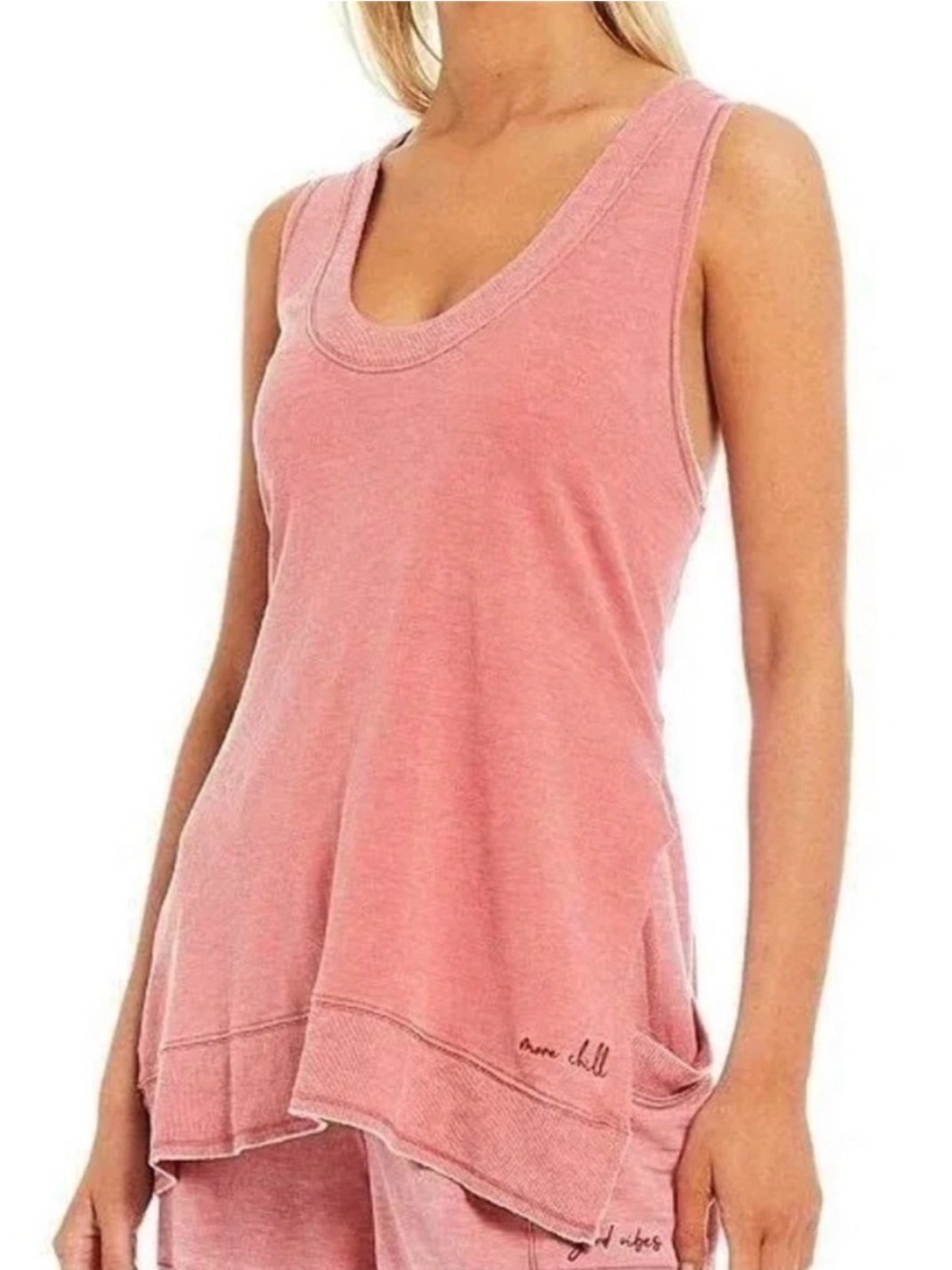 Intimately Free People Pink Cozy Girl More Chill Sweatshirt Tunic Tank Top XS